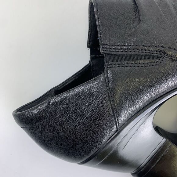 Clarks Emily Cove Pump Black Leather Slip On Low Heel Ruched Round Womens 9.5 - Picture 12 of 13